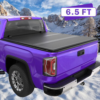 #ad 6.5ft Hard Solid Truck Bed Tonneau Cover Fiberglass 3 Fold For 15 22 Ford F150 $401.79