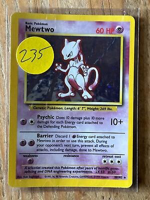 #ad #ad Mewtwo 10 102 Base Set Holo Rare Vintage 1999 Pokemon Card LP EX $19.99