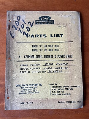 #ad Ford Parts List Model E amp; B 4 Cylinder Form FD 7790 $60.00