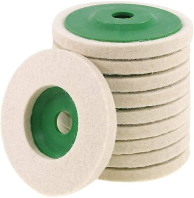 #ad 10 Pack 4quot; Wool Polishing Discs for Angle Grinder Finishing Wheel Buffing Pads $15.66