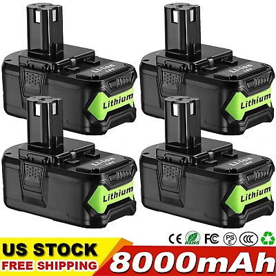 #ad 4Pack 8.0Ah Li ion Battery For Ryobi 18V P108 P102 P103 P104 P105 P107 P109 P190 $102.98