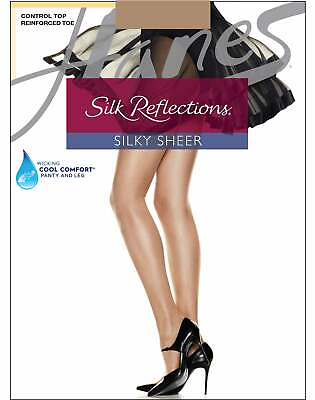 Hanes Reinforced Toe Pantyhose Silk Reflections Control Top 4 Pack Silky Sheer $30.40