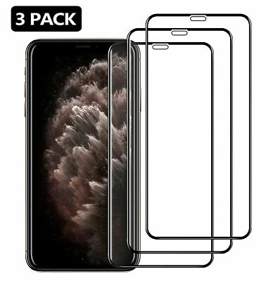 #ad 3 Full Coverage Tempered Glass Protector For iPhone X XS 11 12 13 14 15 Pro Max $3.49