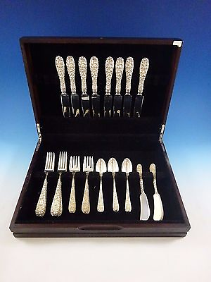 Rose by Stieff Sterling Silver Flatware Service For 8 Set 40 Pieces Repousse #ad $1995.00