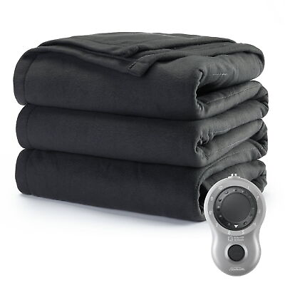 #ad Heated Electric Blanket Bedding Full Fleece Ultimate Grey 10 Heat Setting Comfy $23.95