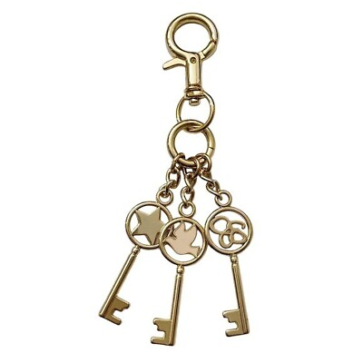 #ad Bag Charm Gold Jessica Simpson Logo Dangle Key Chain Pink Dove Star Bag Clip $10.80