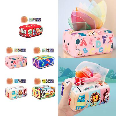 #ad Baby Tissue Box Busy Pull Tissues Sensory Toy Colorful High $11.14