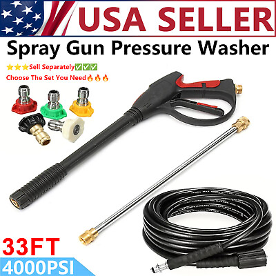 #ad High Pressure 4000PSI Car Power Washer Gun Spray Wand Lance Nozzle and 33FT Hose $20.99