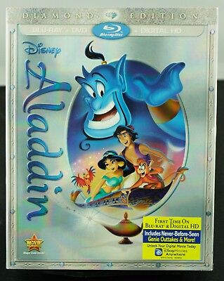#ad Disney Aladdin Diamond Edition Blue Ray DVD With Extras FREE SHIP $9.95