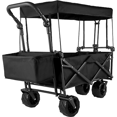 VEVOR Folding Wagon Cart Collapsible Garden Cart w Canopy 220lbs Big Wheels $105.99