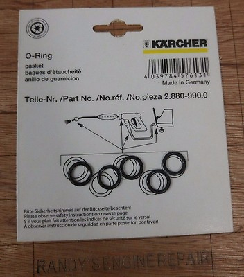 Pack Set of 5 # 2.880 296.0 Karcher O Ring Pressure Washer Seal Genuine $18.56
