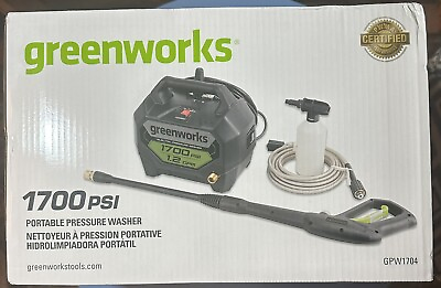 #ad Green Works 1700PSI Portable Pressure Washer GPW1704 New In Box $79.99