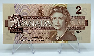 #ad Canada 1986 $2 Banknote Bonin Thiessen Scarce Prefix EGR Block Numbers 14 34 C $19.95