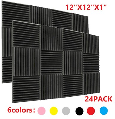 #ad 24Pack Acoustic Foam Wall Panels Soundproofing Sound Proofing Tiles Studio Decor $43.88