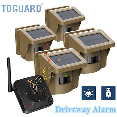 #ad Solar Wireless Driveway Alarm System 1 2 Mile Motion Sensor PIR Detector IP66 $79.99