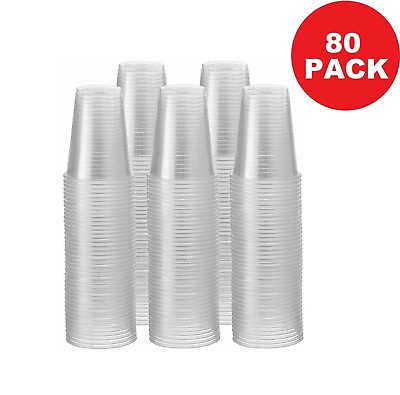 #ad 9 oz Clear Plastic Disposable Drinking Cups 80 count Cold Party Drinking Small $8.98