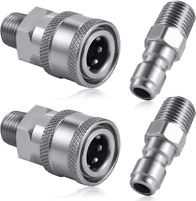 #ad 4pcs Pressure Washer Coupler NPT 1 4inch Stainless Steel Quick Connect Fittings $21.53