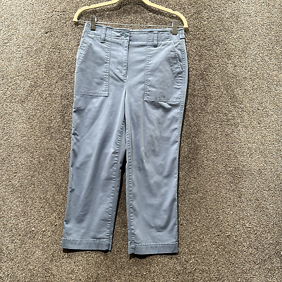 #ad Talbots Crop Chino Pants 4P Light Blue High Waist Patch Pocket Straight Casual $16.04