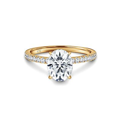 #ad ISAAC WOLF 2CT Oval Cut Pavé Moissanite Engagement Ring in 10k Gold $469.99
