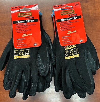 #ad #ad 12 Pair Gasoline Black Safety Gloves Latex Coated Grip Cut Resistant $19.99