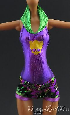 #ad Monster High Doll Clawdeen Wolf Power Ghouls Short Jump Suit Shinny Comic Look $10.49