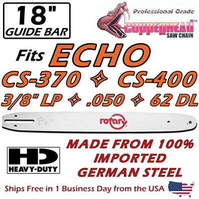 #ad COPPERHEAD 18quot; Chainsaw Guide Bar for ECHO CS 370 CS 400 3 8 LP .050 62 DL $28.95