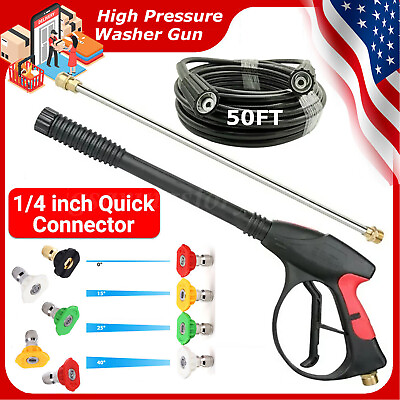 #ad 4000PSI High Pressure Car Power Washer Spray Gun Wand Lance Nozzle Tips Hose Kit $7.98