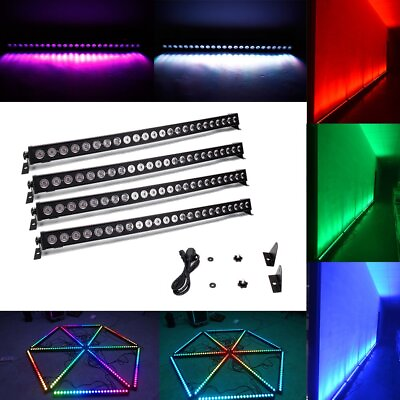 #ad 1 2 4pcs RGB 24LED DMX Light Bar Show Party Disco DJ Stage Lighting Wall Washer $66.49
