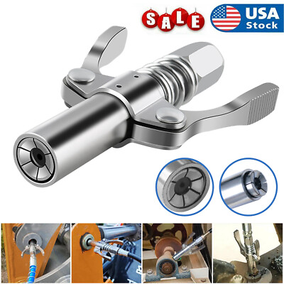 #ad High Pressure Grease Gun Coupler Tip Quick Release Lock Oil Injection Nozzle Kit $7.98