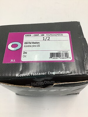 #ad NEW Midwest Fastener Corp. USS Flat Washers 1 2quot; Zinc 0830 100 Pieces $14.99