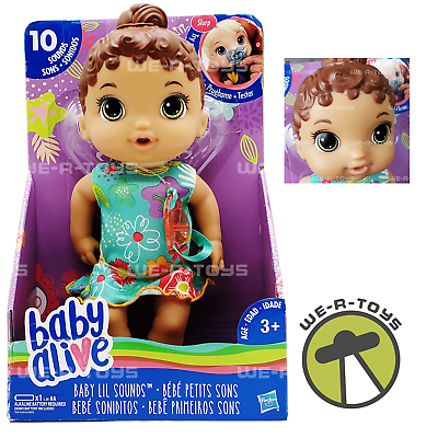 #ad Baby Alive Baby Lil Sounds: Interactive Brown Hair Baby Doll with Pacifier NRFB $27.96