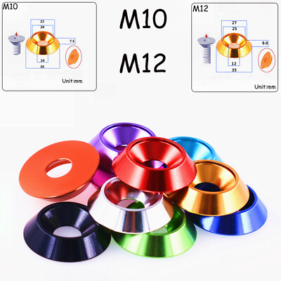 #ad M10 M12 Countersunk Round Aluminum Washer Outer Dia 30 35mm Washer For Screws AU $3.85