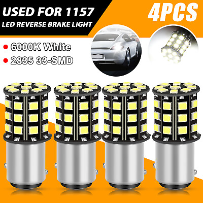 4Pcs 1157 LED Tail Brake Stop Reverse Parking Turn Signal Light Bulb Super White #ad $7.98