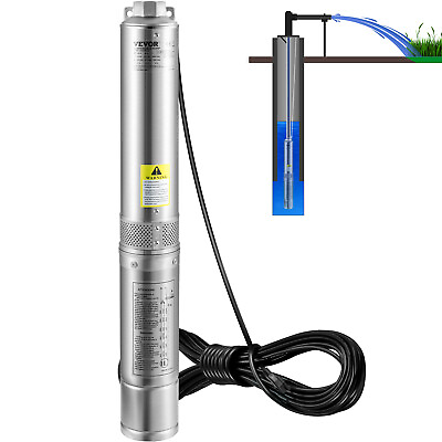 #ad VEVOR Deep Well Submersible Pump Stainless Steel Water Pump 1HP 115V 37GPM 207ft $115.98