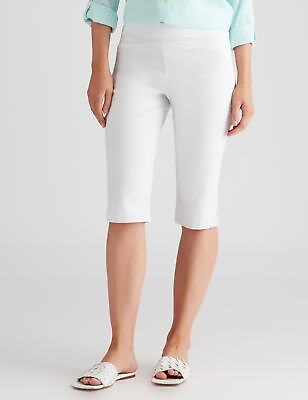#ad #ad KATIES Womens Pants White All Season Capri Cropped Slim Leg Trousers $12.42