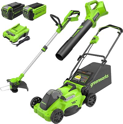 40V Cordless Lawn Mower Blower amp; Trimmer Combo Battery amp; Charger Included #ad $447.65