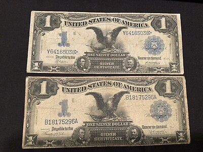 #ad 1899 $1 Black Eagle One Dollar Note ✯ ✯ Large Silver Certificate Estate Lot ✯ $189.00