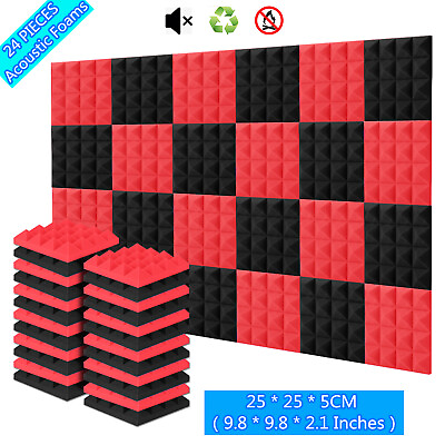 #ad 24PCS Two Color Acoustic Foam Panel Tiles Wall Record Studio KTV Sound Proofing $42.99
