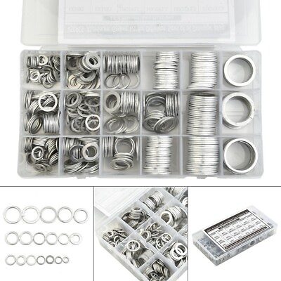 #ad 450 Pcs Oil Drain Plugs Aluminum Washer Gasket Wear Resistant With Plastic Box $33.09