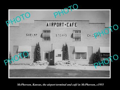 #ad OLD LARGE HISTORIC PHOTO OF McPHERSON KANSAS THE AIRPORT CAFE BUILDING 1955 AU $8.50