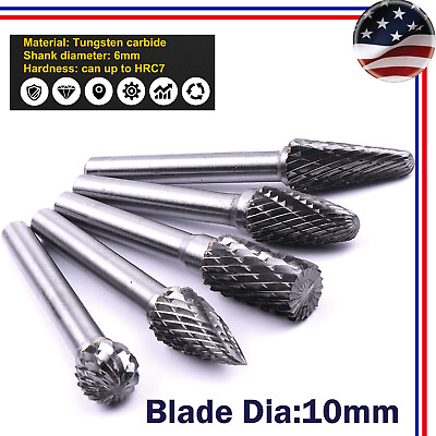 #ad 5Pcs 1 4quot; Shank Double Cut Tungsten Carbide Burs for Efficient Material Removal $23.79
