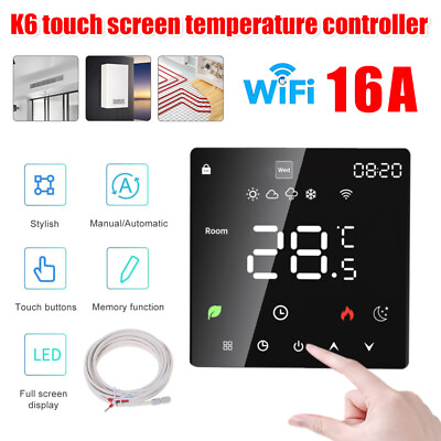 #ad Electric LCD Underfloor Heating Thermostat Touch Screen AC 90 240V Programmable $35.87