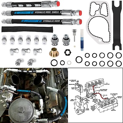 #ad #ad High Pressure Oil Pump Master Service Hoses Lines Kit for Ford 7.3L Powerstroke $78.99