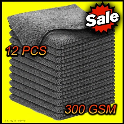 12 Pack Microfiber Cleaning Cloth 300 GSM No Scratch Detailing 10in x 10in #ad $9.98