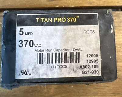 #ad Titan Pro TOC5 Motor Run Single Capacitor 5 MFD 370 Volts Oval $10.00