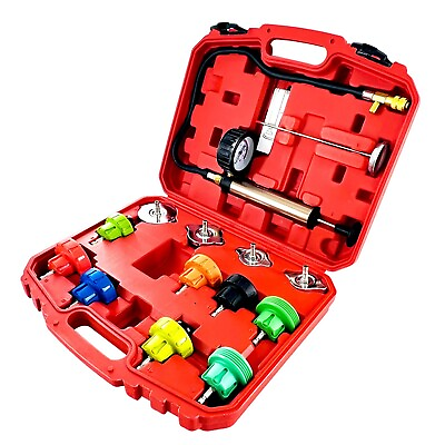 #ad 14PCS Pressure Leak Tester Tool Kit Radiator Pump Pressure Tester Kit for Au... $76.74