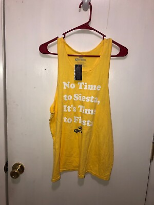 #ad NEW Corona Yellow Tank Unisex XL Top No Time To Siesta It s Time To Fiesta $11.99