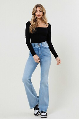 #ad High Waisted Distressed Flared Jeans By Vibrant M.i.U $69.99