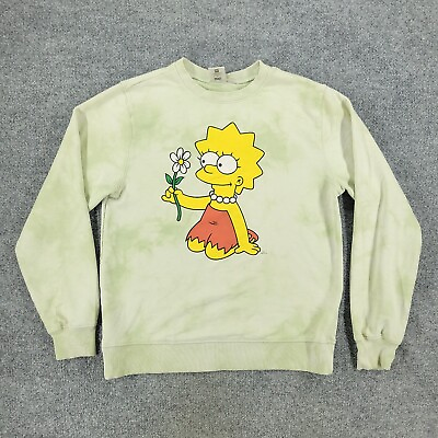 The Simpsons Sweatshirt Women Small Green Lisa Simpson Graphic Long Sleeve Adult #ad $11.99
