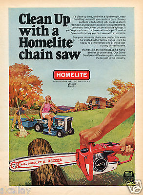 1970 Print Ad of Homelite EZ Chain Saw amp; Lawn Mower Tractor #ad #ad $9.99